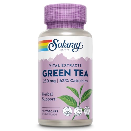SOLARAY Green Tea Extract 250 mg - Decaffeinated Green Tea Extract Capsules - EGCG Supplements - Guaranteed to Contain 63% Catechins - Vegan, 60-Day Guarantee, 30 Servings, 30 VegCaps