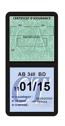 Générique Porte étui Double Vignette Assurance Voiture Neutre sans marquage Stickers Auto rétro (Noir)