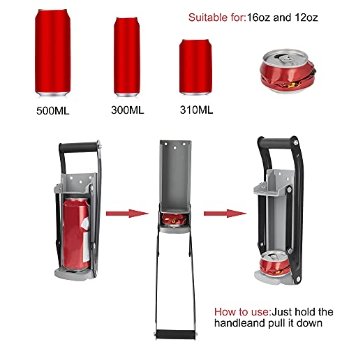 Schiaccia Lattine Montato a Parete Frantoio per Lattine con Comoda Leva Compattatore di Lattine Strumento per il Riciclo di Lattine di Birra 33 x 9.5 cm - immagine 5