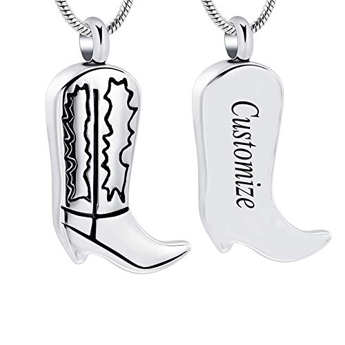 Yinplsmemory Cremation Jewelry for Ashes Cowboy Boot Charm Urn Necklace for Ashes Pendant Memorial Keepsake Urn Jewelry