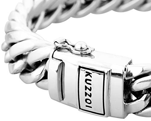 kuzzoi 925 Sterling Silver Round Byzantine Bracelet for Men, Length 7,48 inch - 9,05 inch, Width 0,55 inch, 3.17 oz - Image 3