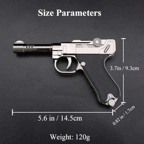 Image of Antique Pistol Shaped Gun Lighter, Metalic Finish with Black Grip, Windproof Blue Jet Flame Torch Lighter, Refillable and Adjustable Flame Gas Lighter (Random Color - Brown /Green /Silver)