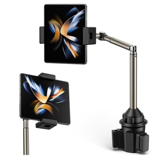 JSAUX Cup Holder Universal Mount for Foldable Phone, Cup Holder Phone Mount with FlexMount for Car Truck Phone Cradle Compatible with iPad Mini, Samsung Galaxy Z Fold5/4, Xiaomi Mix Fold