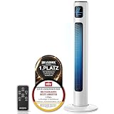 Brandson - Turmventilator mit Fernbedienung 96 cm - Preisträger 2026 - mobiler Lüfter leise - Standventilator mit Oszilation - 3 Geschwindigkeiten 3 Modi - Timer - Ventilator - GS - Perlweiß