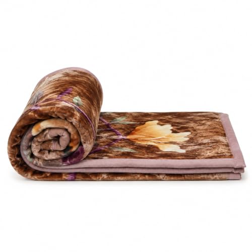 Image of Signature Special Limited Edition Super Soft Double Layered Blanket - 1100 GSM Winter Luxury - Reversible, Ultra Warm & Plush - King & Single Bed (Golden Magnolia, Double)