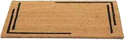 Tapete Capacho Fibra de Coco para Entrada, 60 x 33 cm, Bege com Bordas Decorativas