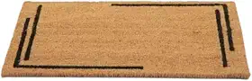 Tapete Capacho Fibra de Coco para Entrada, 60 x 33 cm, Bege com Bordas Decorativas