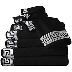 Sabana De Baño GC GAVENO CAVAILIA Juego de Toallas de baño griegas, 2 Toallas de algodón Egipcio, Toalla de baño Grande de Secado rápido, Toalla de baño de 500 g/m², Color Negro, 80 x 140 cm