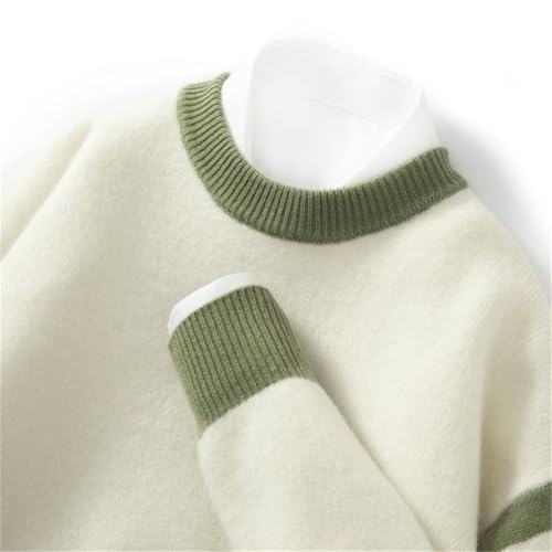 Men Wool O-Neck Thick Sweater Soft Warm Plaid Casual Basic Pullover3