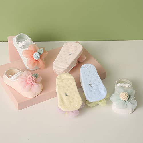 2Pairs Infant Girls Flower Socks Toddler Breathable Floral Socks Baby Barefoot Socks Non Slip Socks For Girls2