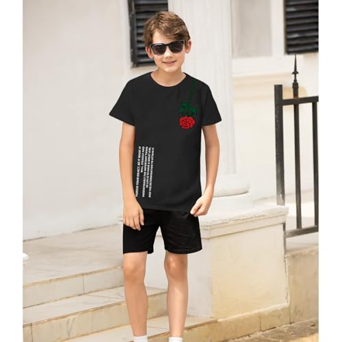 Boys Graphic Tees Funny Positive Message Shirts for Kids Letter Floral Print Cotton T Shirts Summer Tops2