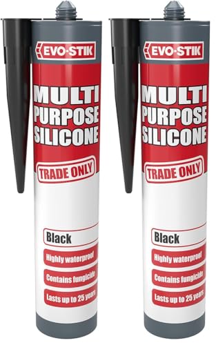 Image of EVO-STIK Multipurpose Silicone Sealant Black - Waterproof & Mould Resistant - For Interior and Exterior Use (Pack of 2)