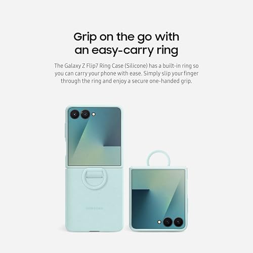Image of Samsung Galaxy Z Flip7 Official Ring Phone Case Silicone, Easy to Carry, Soft, Sleek, US Version, Mint