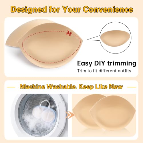 Image of Bra Pads Inserts Breast Enhancer, Push up Swimsuit Cup Adds Instant Volume | 2 Pairs Lightweight Comfy Sew in Bra Cups for Dress Sport Bikini, Removable Durable Bra Replacement Padding Fits Size AB /C /D