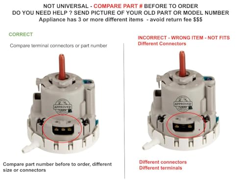 W10820051 CKD820051X compatible with Whirlpool Roper Washer Water Level Switch Pressure Switch fits old number W10820051