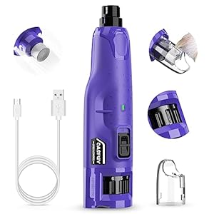 Casfuy Dog Nail Grinder Quiet – (45db) 6-Speed Pet Nail Grinder with 2 LED Lights for Large Medium Small Puppy Dogs/Cats, Professional 3 Ports Rechargeable Electric Dog Nail Trimmer with Dust Cap