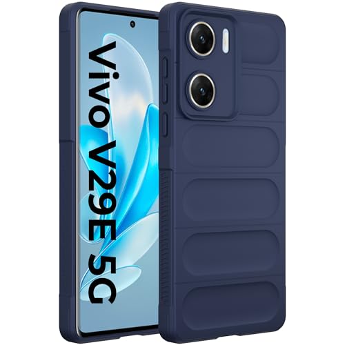 Image of A rtistque Back Cover Case for Vivo V29e 5G | with Inner Fabric | Stylish AirBag Case | Liquid Stripe Silicone | Camera Protection | Anti Slip Grip | Vivo V29e Back Cover - Blue