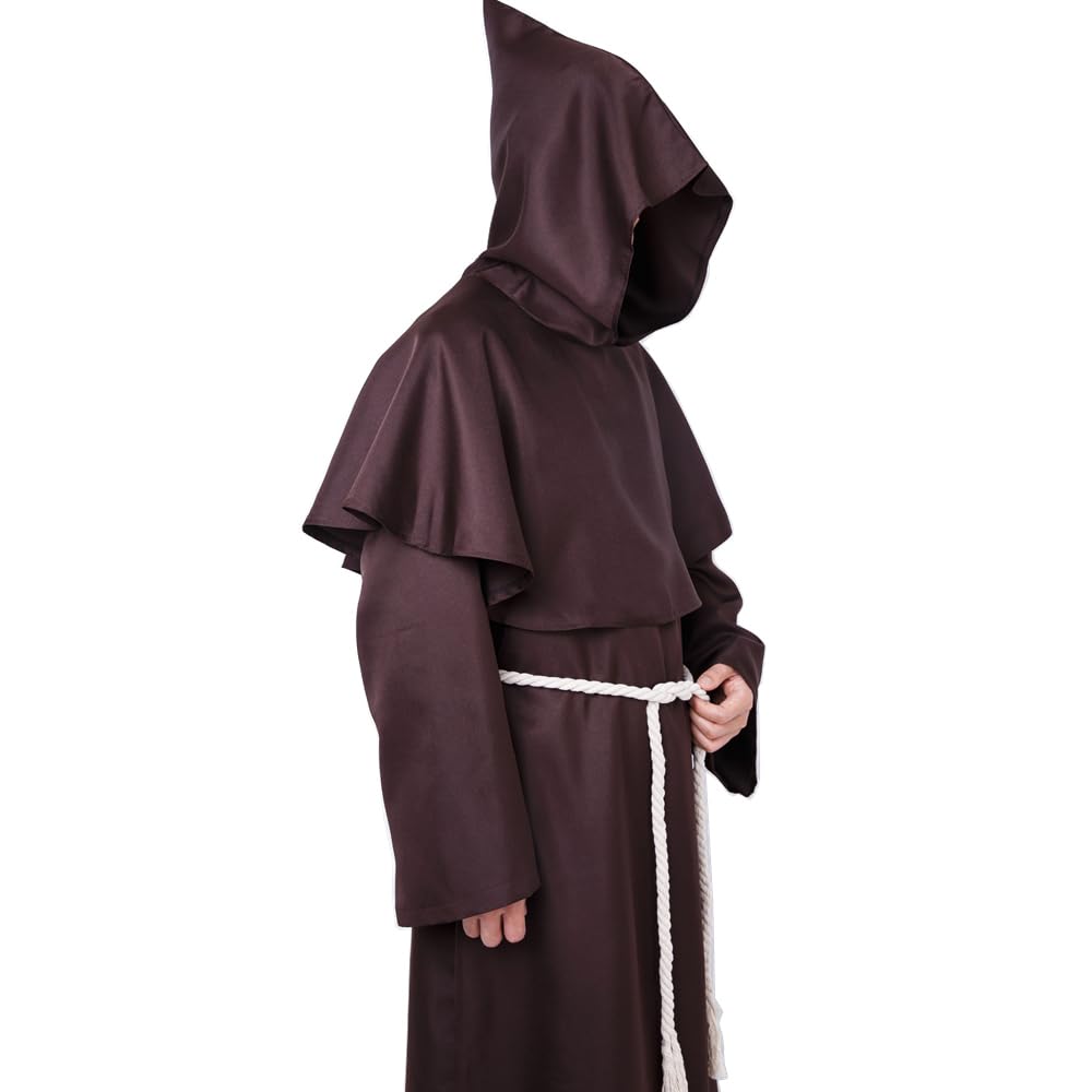 Myir JUN Costume Halloween Uomo, Costumi Vestito Halloween Adulto Accappatoio Medieval Rinascimentale Saio Ideale per Halloween Carnevale