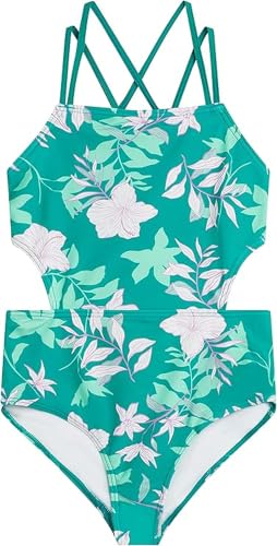 Image of Kanu Surf Girls' Beach Girl Sport Cut-Out One Piece Swimsuit