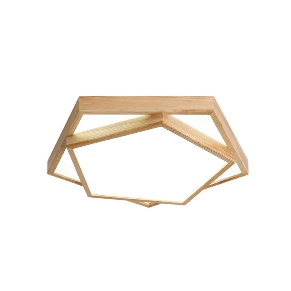 Luminaire bois massif de plafond LED design géométrique 35 cm