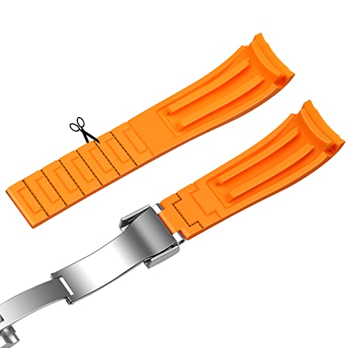Yisiwera Universal Curved Ends Rubber Watch Band Solid High Polised Buckle (20Mm, Orange) #TOP3
