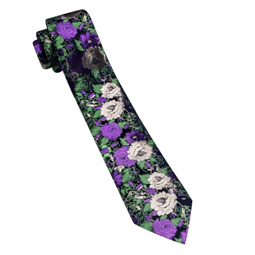 Image of Barry.Wang Plaid Ties Mens Silk Necktie and Tie Clip Checkered Tie for Wedding Party Business Formal