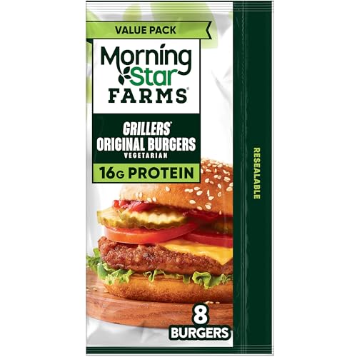MorningStar Farms Veggie Burgers, Vegetarian Meat, Value Pack, Grillers Original (8 Count)
