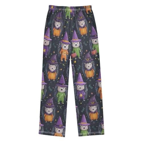 ZZXXB Halloween Hedgehog Boys Long Pants Soft Trousers Elastic Waist Kids Lounge Bottoms with Pockets S-XL2