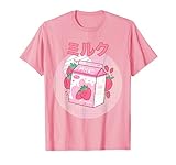 Lustige Retro 90s japanische Kawaii Erdbeermilch - Milchshake-Karton. Japanisches Otaku stilvolles ästhetisches Anime-Design mit Worten Milch auf Japanisch. Tolles Geschenk für Manga, Anime und für Kinder, die die japanische Kultur mögen