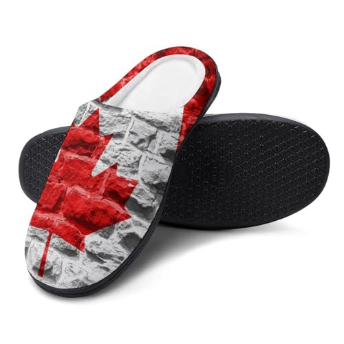 Canada Brick Flag Women's Cotton Slippers Indoor Outdoor Slip-on Warm House Shoes with Anti-Skid Rubber Sole4
