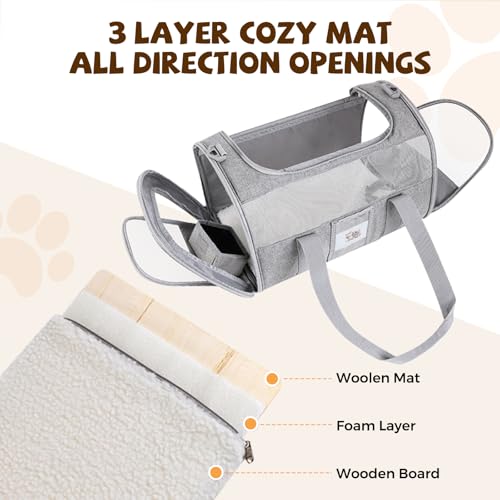 Cat Carrier Soft for Pets Up to 15 Lbs, Cat Travel Bag with Padded Shoulder Strap and Detachable Cat Food Bowl, Pet Dog Carriers for Small Dogs Travel Puppy Carry Airline Approved, Grey - Image 6