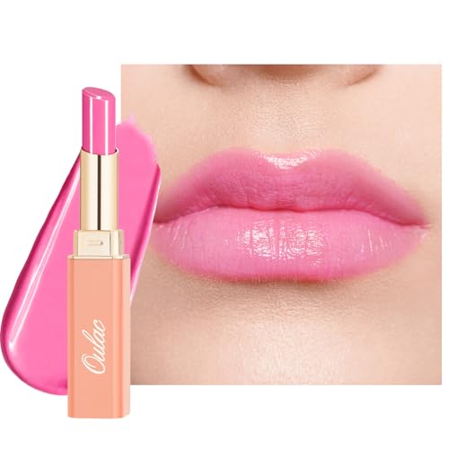 Oulac 2 em 1 Batom e batom labial, barra de lábios hidratante, textura leve e não pegajosa, com manteiga de karité para lábios rachados e secos, cor intensa, acabamento brilhante, vegan 06