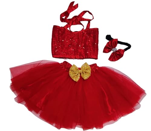 Image of TILISM Baby Girl Crop top&skritfancy Dress (RED,Blue,Pink)