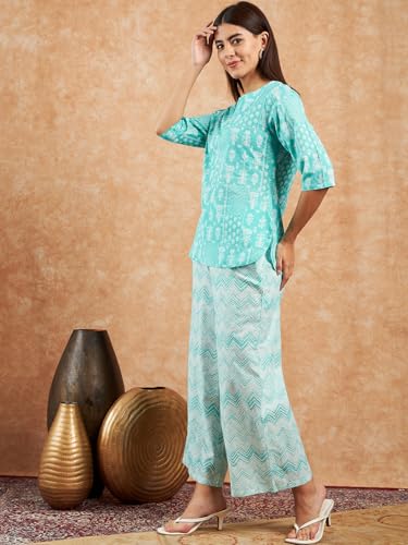 Image of Modeve Women Printed Cotton Night Suit Set with Pyjama /Pallazo Women Lower || Women Pyjama || Lounge Pants II Night Wear