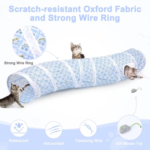 Image of Glittme Cat Tunnel, Cat Tunnels for Indoor Cats, S-Shape Peekaboo Cat Cave with Cat Toys, Foldable Cat Tubes and Tunnels for Cats, Rabbit, Puppy, Guinea Pig