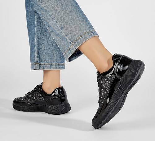 Image of BELOS Women's Glitter Shoes Sparkly Lightweight Metallic Sequins Tennis Shoes Casual Retro Braided Walking Shoes