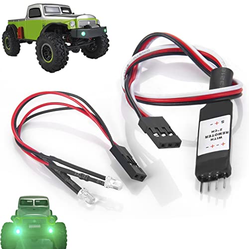 Runup Lámpara frontal parachoques faro verde luz LED con control de interruptor para coche Axial SCX24 AXI0004 1/24 RC Crawler Cover