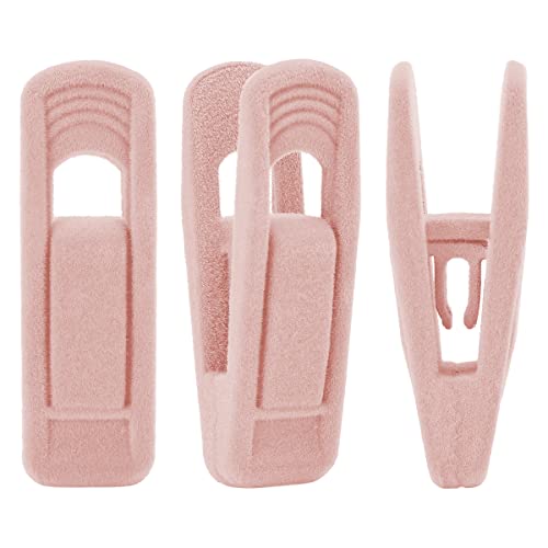 Image of Trgowaul Light Pink Velvet Hangers - Strong Finger Clips for Thin Hangers, Perfect for Suits, Skirts, Pants & Baby Clothes