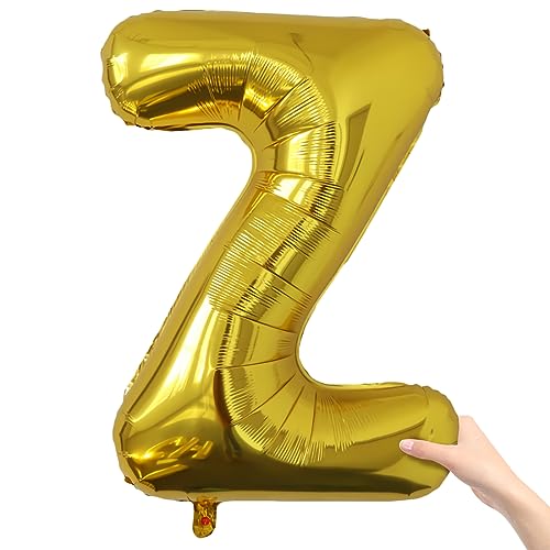 Image of Letter Balloons Gold Party Balloon - 40 Inch Large Gold Letter Z Balloon, Letter Balloon Birthday Decorations, Balloon for Women Men Anniversary Party Decorations Supplies
