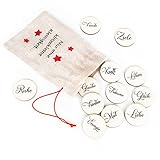 Logbuch-Verlag 12 Glückssteine aus Holz - Glücksbringer Geschenk Silvester Weihnachten Neujahr Wortsteine Kraftsteine Ø 4 cm