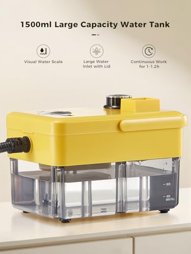 Image of Handheld Steam Cleaner, 2500W High Pressure Power Steamer with Multiple Attachments, Portable Steam Cleaner for Kitchen, Bathroom, Upholstery & Curtains, Chemical-Free (Yellow, Black)