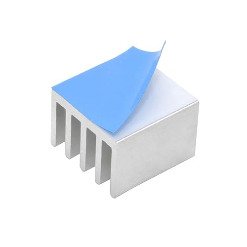 Miniatura 6 de 20 unidades de disipador de calor de aluminio de 0.55 x 0.55 x 0.39 pulgadas con cinta adhesiva conductora térmica para Raspberry Pi, chip