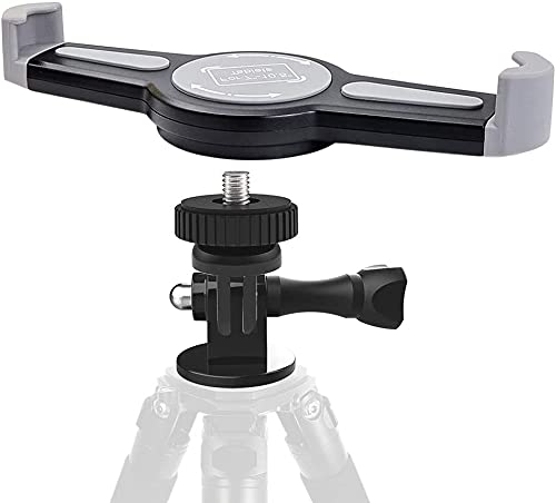 EXSHOW Tablet iPad Tripod Mount Bracket with Tripod and Screw Adapter, Universal Tablet Clamp Holder Fits iPad Air 10.5 9.7 and All 7"-10.5" Tabs, Use on Selfie Stick, Tripod Stand etc