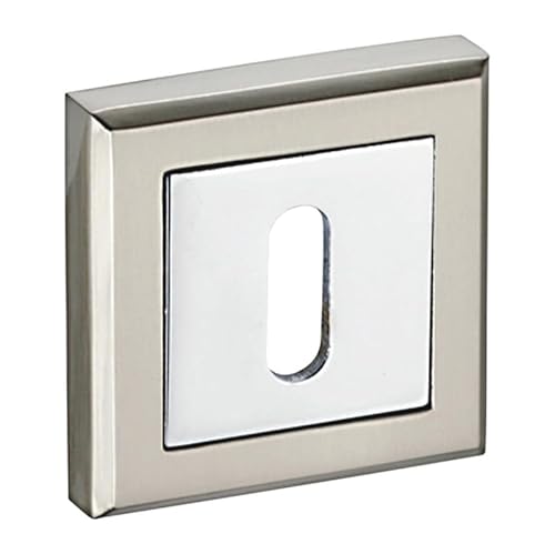 Kooples Hardware Standard Square Escutcheon Keyhole Cover for Internal Doors Modern Euro Lock Escutcheon in Chrome Finish – Fixings Included (Polished Chrome/Self Coloured)