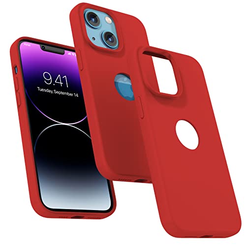 Image of Vaku Luxos Liquid Silicon Logo-Cut for iPhone 14 Plus Cover Case, Soft TPU, Shockproof, Scratch Resistant, 6 Feet Drop Protection, Compatible with iPhone 14 Plus Back Cover - Red