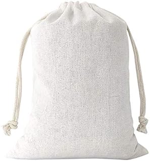 SumDirect 20Pcs Cotton Muslin Bags,White Mini lightweight Gift Bags Breathable Pouches with Drawstring Reusable Packing Storage Bags for Wedding, Party, Birthday (15x20cm)