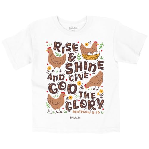 Rise and Shine Give God The Glory Matthew 5:16 White Cotton Children's T-Shirt