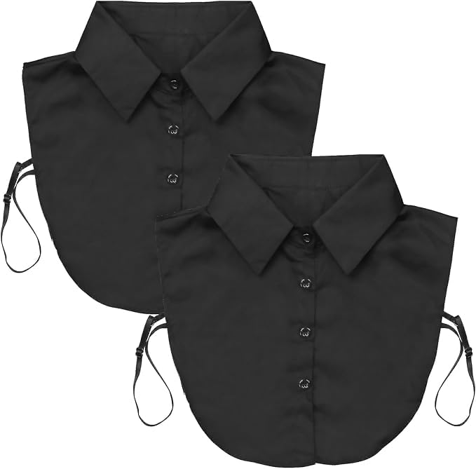 2 Stück Gefälschter Kragen für Frauen Halbe Bluse, Fälschung Kragen Abnehmbare Rundhals Krageneinsatz Damen, Blusenkragen Einsatz Damen für Dekorieren von Anzügen Pullovern (Schwarz)