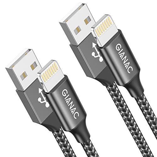 Câble iPhone Chargeur iPhone 2PACK 2M [Certifié-MFi] Câble iPhone Apple Cable Lightning Nylon Tressé Câble Charge Rapide pour iPhone 12/12 mini/12 Pro/11/11 Pro Max/XR/XS/X/8 Plus/7/6s/6-Gris Cover