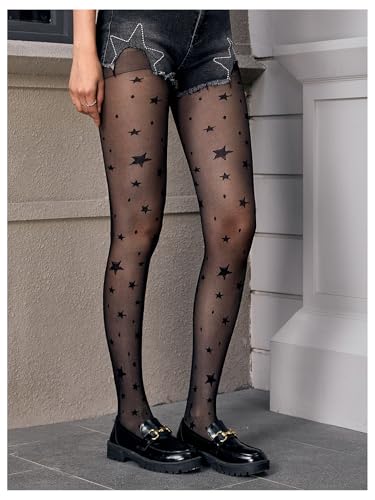 Verdusa Women's Pattern Mesh Fishnet Tights High Waist Sheer Stockings Pantyhose3